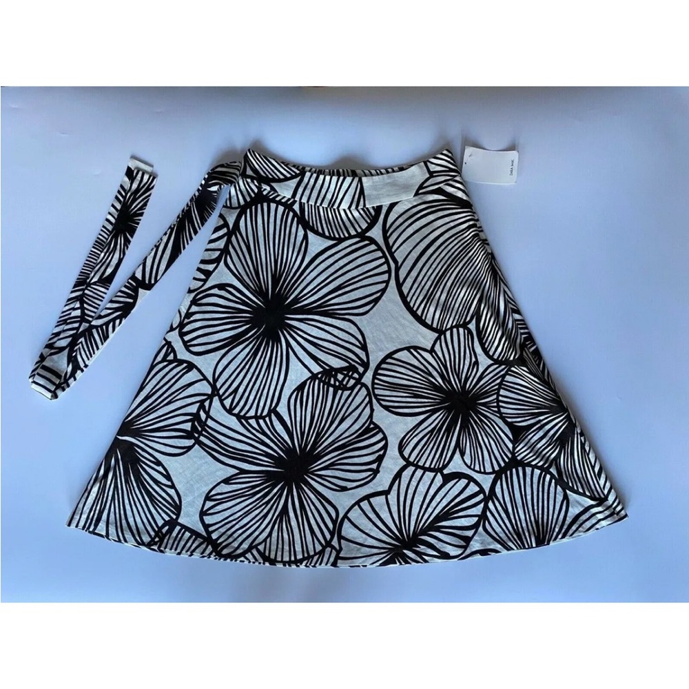 ZARA Linen Blend A-Line Skirt Size S Large Floral Print - Picture 1 of 4